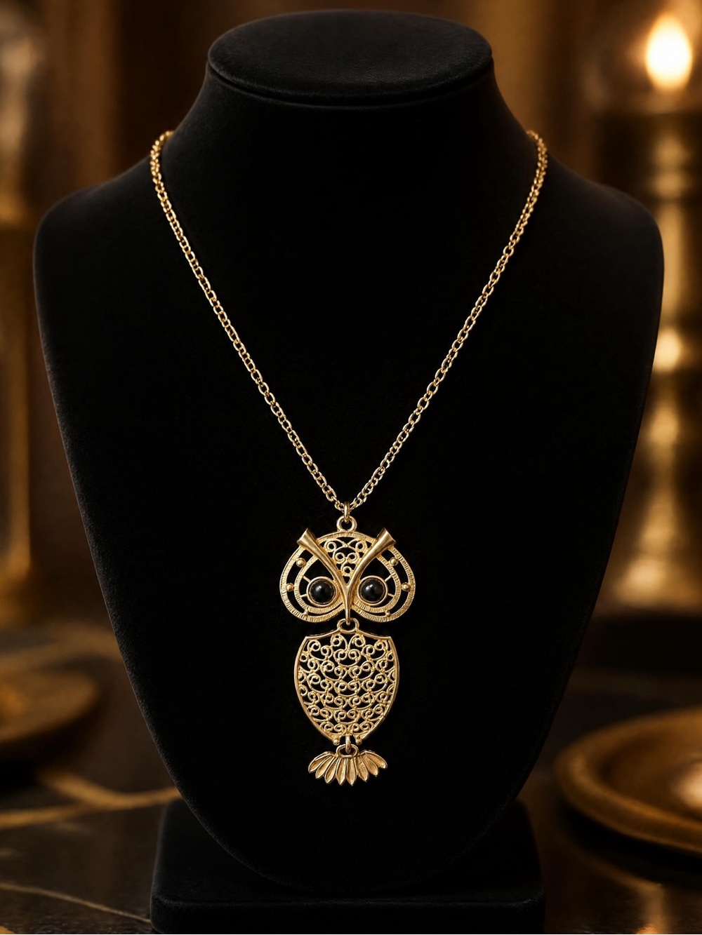 Vintage 1974 Sarah Coventry "Nite-Owl" Articulated Pendant Necklace 1832